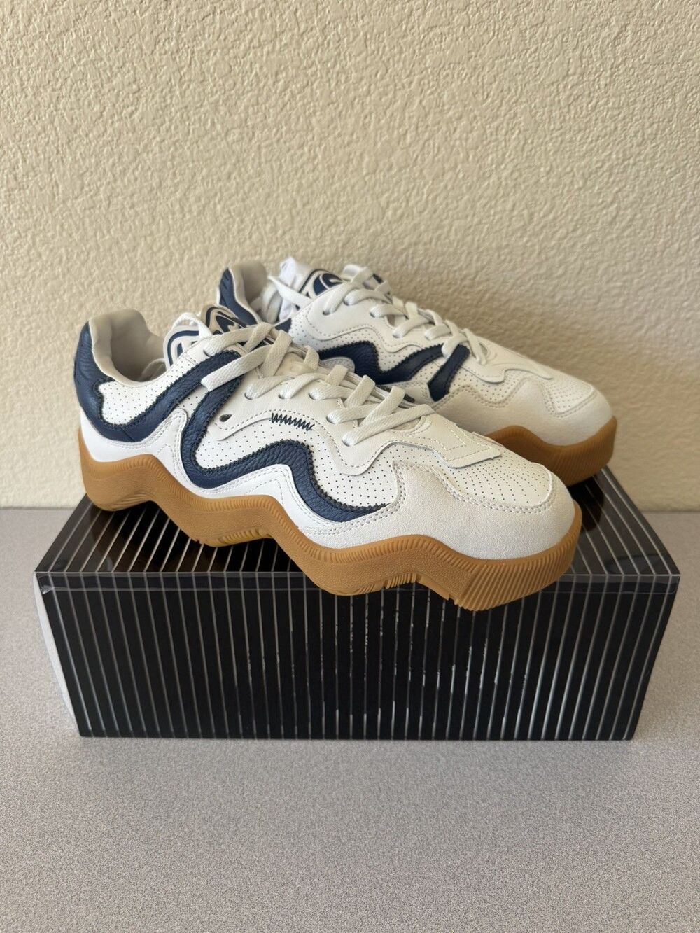 MSCHF V2.wav White Cream Navy Men’s Size 10 MSCHF015 New In Box